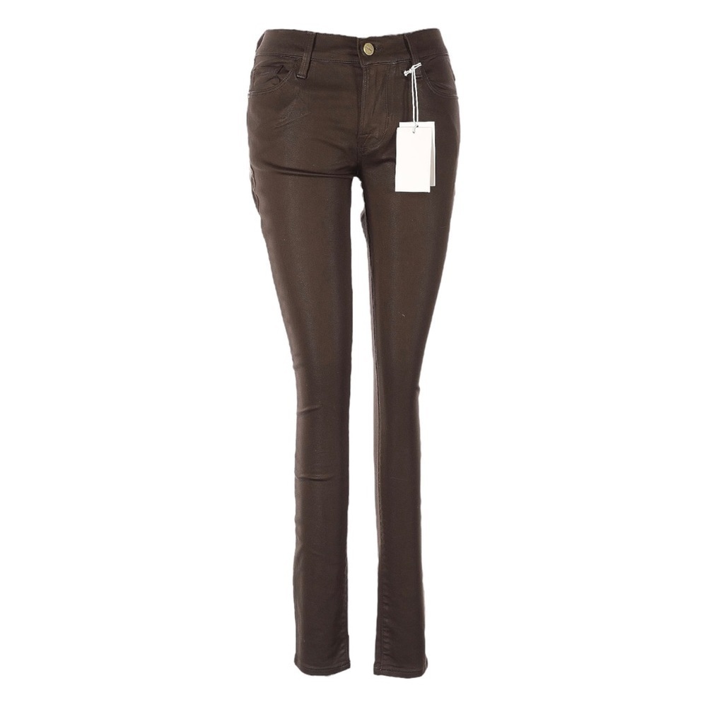 FRAME Le Skinny de Jeanne Coated Jeans Military Brown Mid Rise Size 25 NWT
